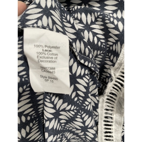 Women's J Crew Blue Chiffon Peasant Top 3/4 Sleeves Sz XL - Picture 3 of 5